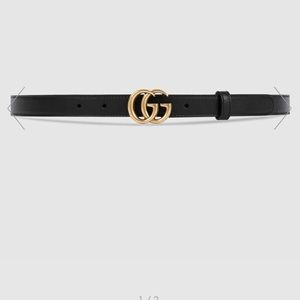 Leather belt with double G buckle
